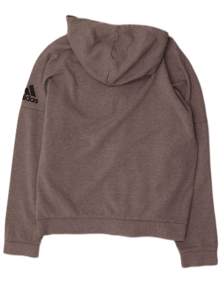 ADIDAS Mens Zip Hoodie Sweater Large Grey Flecked