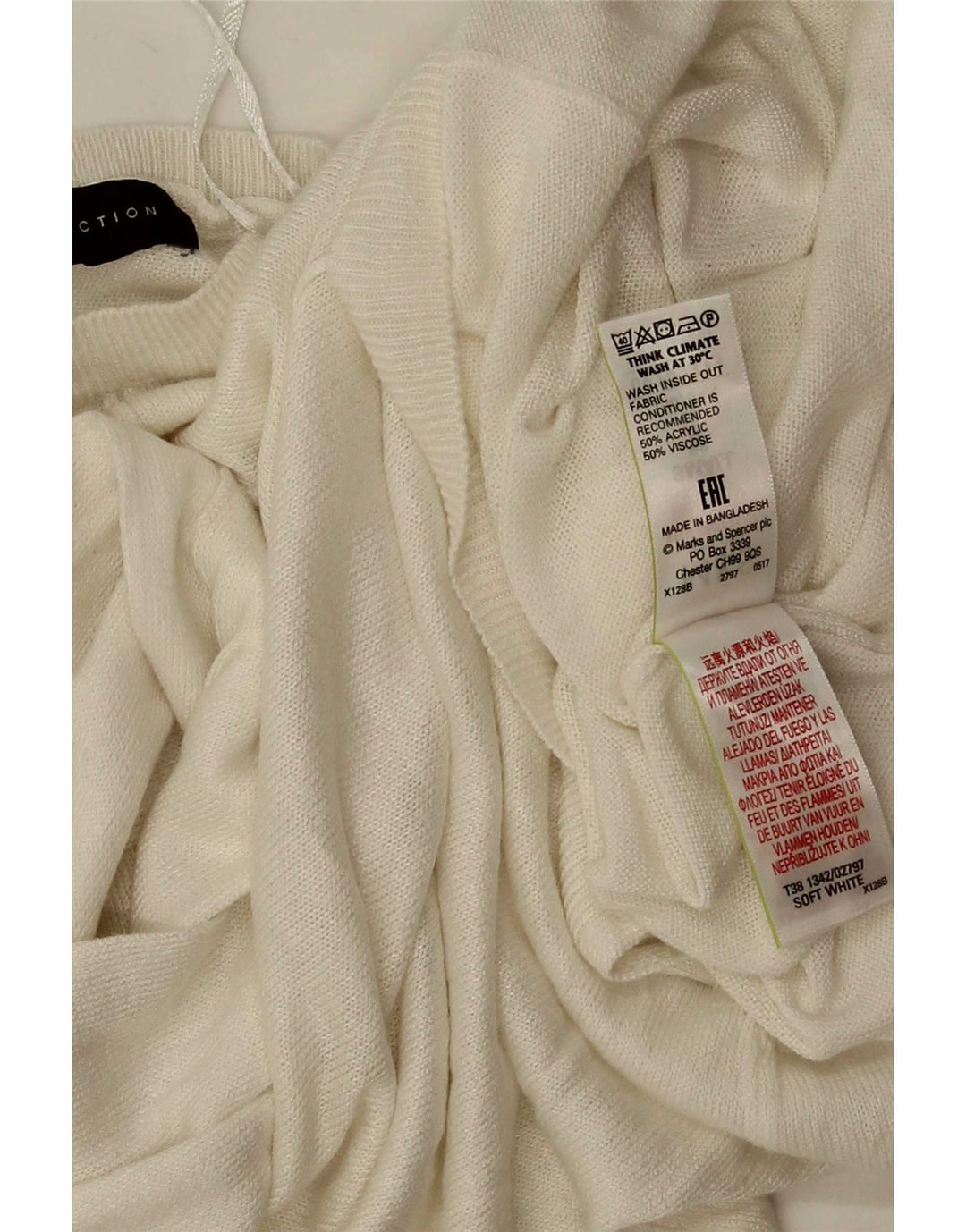 Marks & Spencer Dame Oversized Crew Neck sweater UK 10 Small White