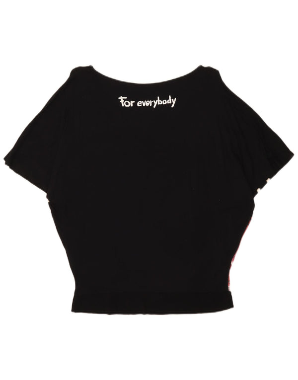 Bluză Desigual pentru femei cu grafic Batwing Top UK 10 Small Black Floral Viscose