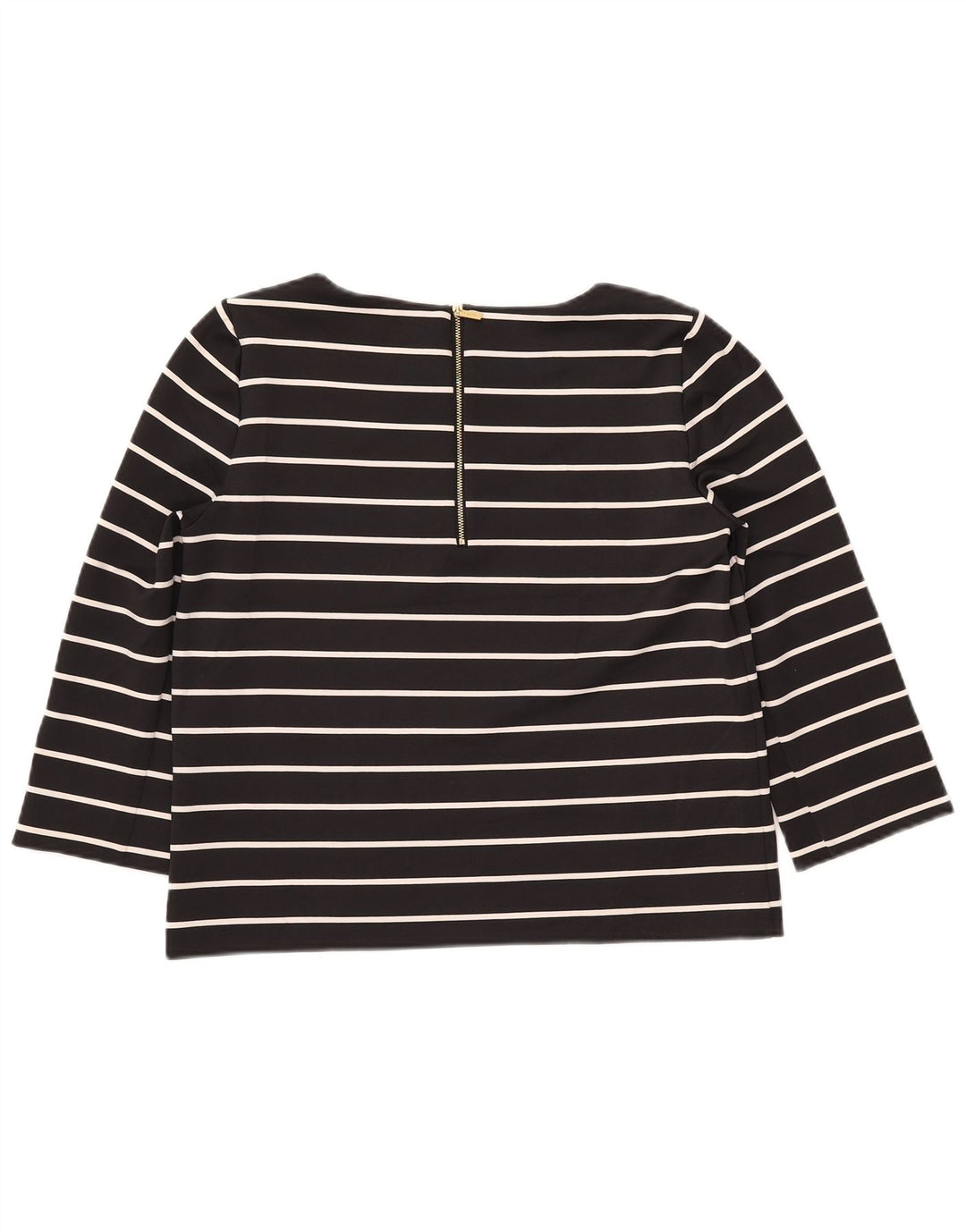 CALVIN KLEIN Womens Top 3/4 Sleeve UK 14 Medium Black Striped Polyester