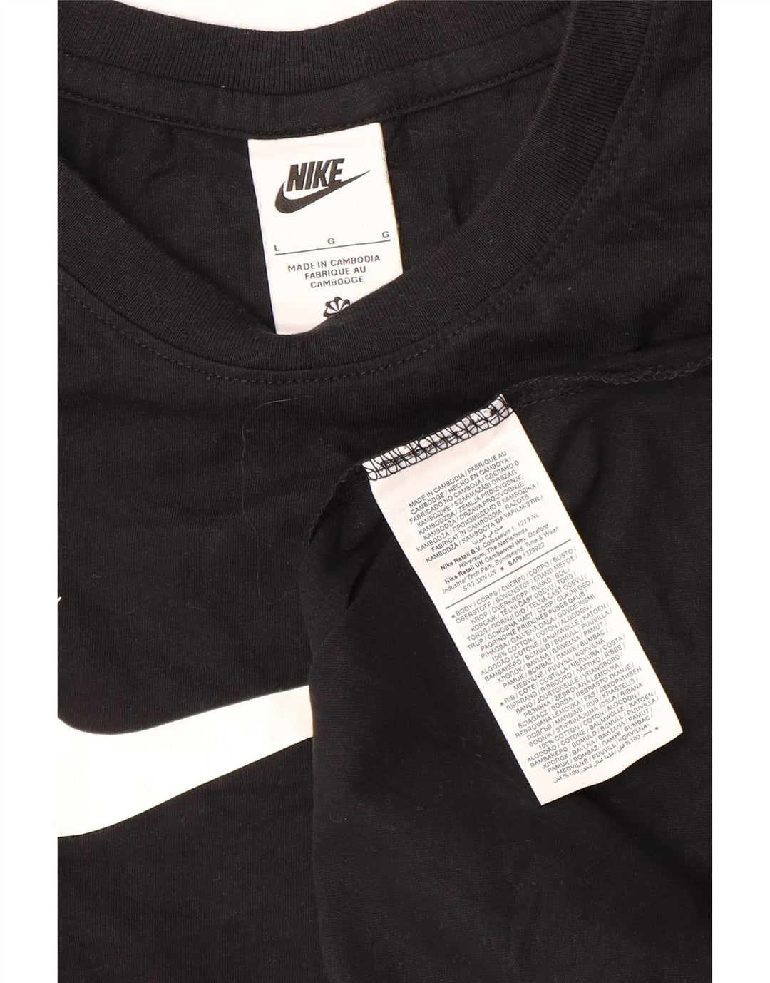 Nike Mens Graphic T-Shirt Top Large Black Cotton
