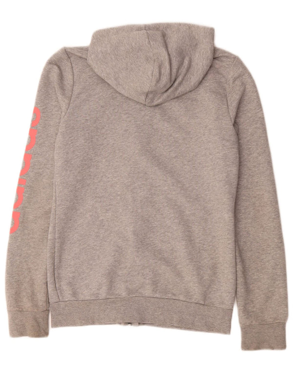 Adidas Mädchen-Kapuzenpullover mit grafischem Reißverschluss, 13–14 Jahre, grau gefleckte Baumwolle