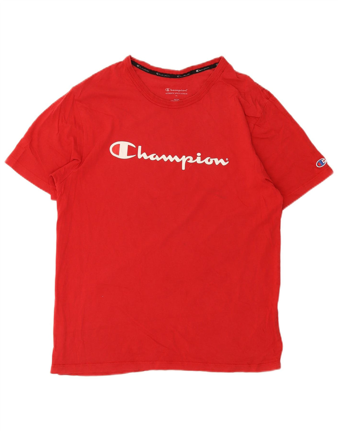Champion Mens Graphic T-Shirt Top Medium Red Cotton