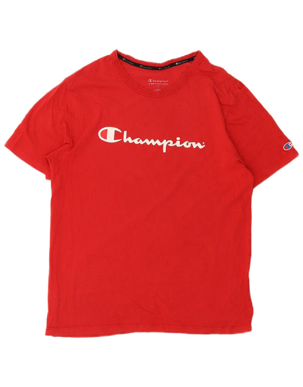 Champion Herre grafisk T-shirt Top Medium Rød Bomuld