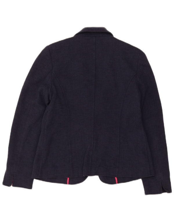 Joules Womens 1 Button Blazer Jacket UK 14 Large Navy Blue Herringbone