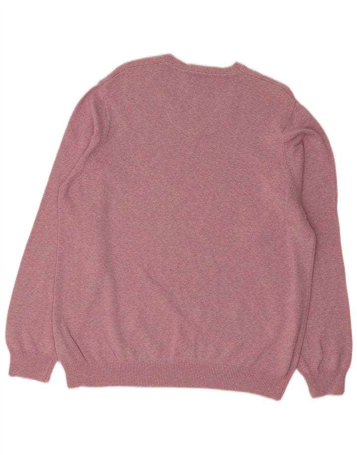 Marks & Spencer Mens V-Neck Jumper Sweater XL Pink Cotton