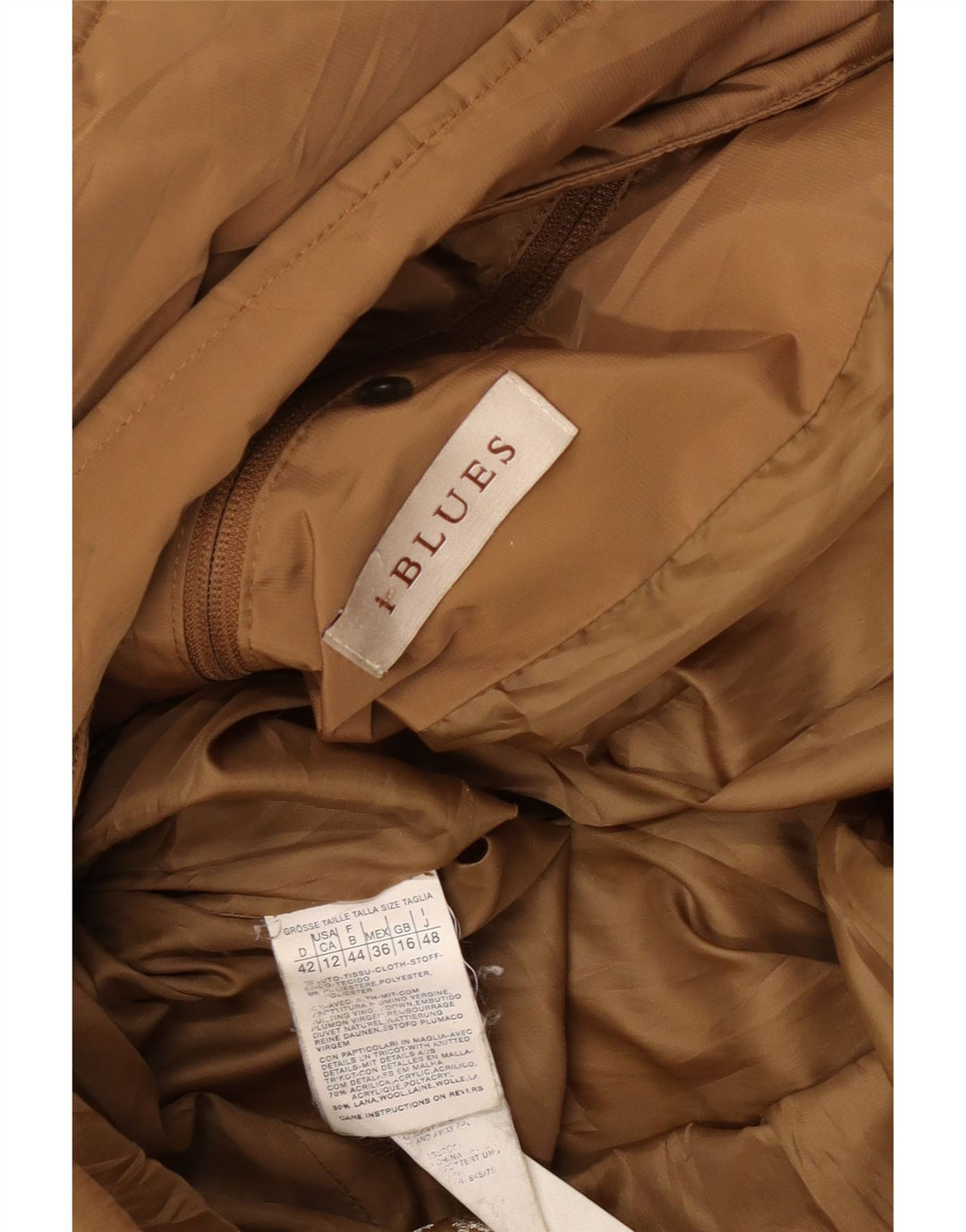 i Blues Womens Padded Coat UK 16 Large Brown Polyester