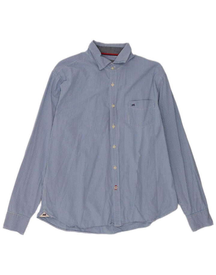 Mistral Mens Shirt XL Blue Gingham Cotton