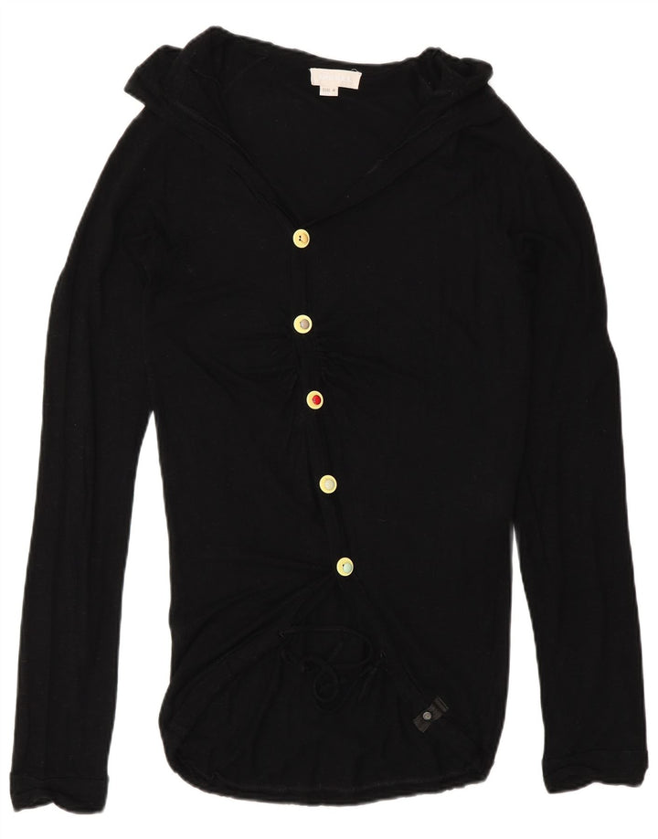 Diesel Womens Longline Cardigan Sweater UK 12 Medium Black Rayon