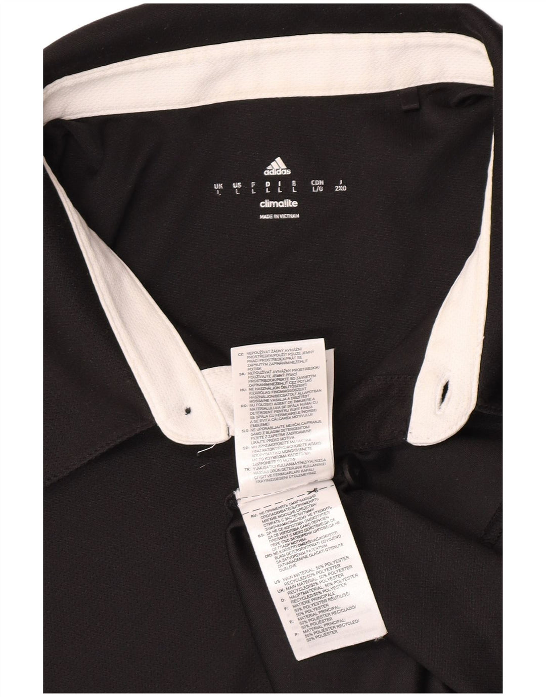 Polo Adidas Climalite da uomo grande in poliestere nero