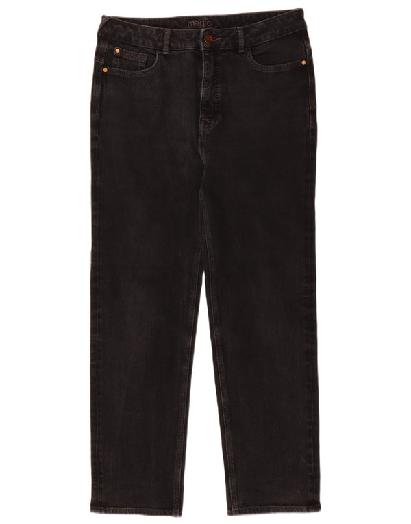 Marks & Spencer Damen Straight Jeans UK 14 Large W30 L26 Schwarze Baumwolle