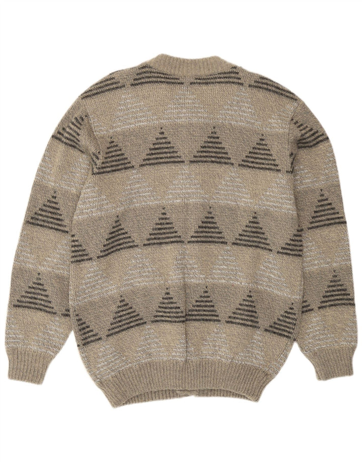 Męski sweter rozpinany Rinaldi, duży, szary, geometryczny, wełniany