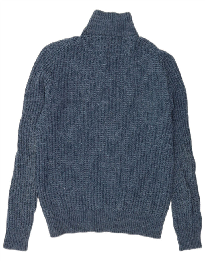 Gap Mens Zip Neck Jumper Sweater Small Blue Lambswool