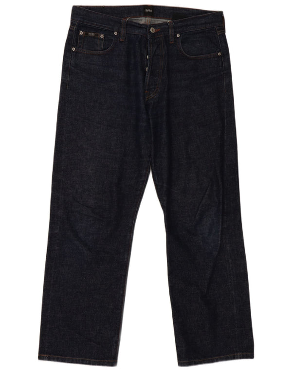 Hugo Boss Damen Straight Jeans W36 L30 Marineblaue Baumwolle
