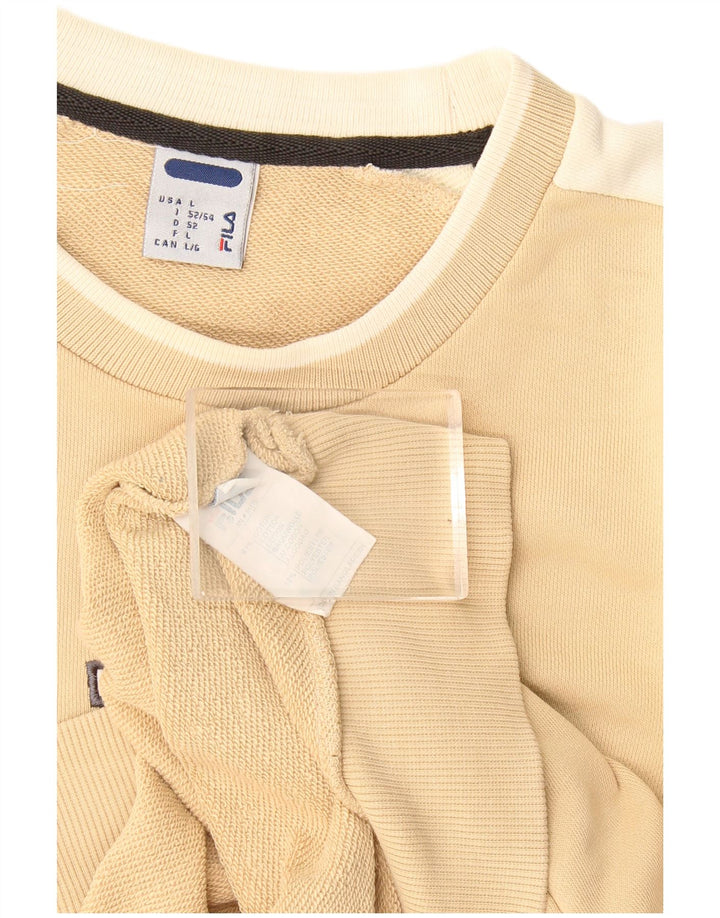 Fila Herre grafisk sweatshirt Jumper Stor Beige Colourblock Bomuld