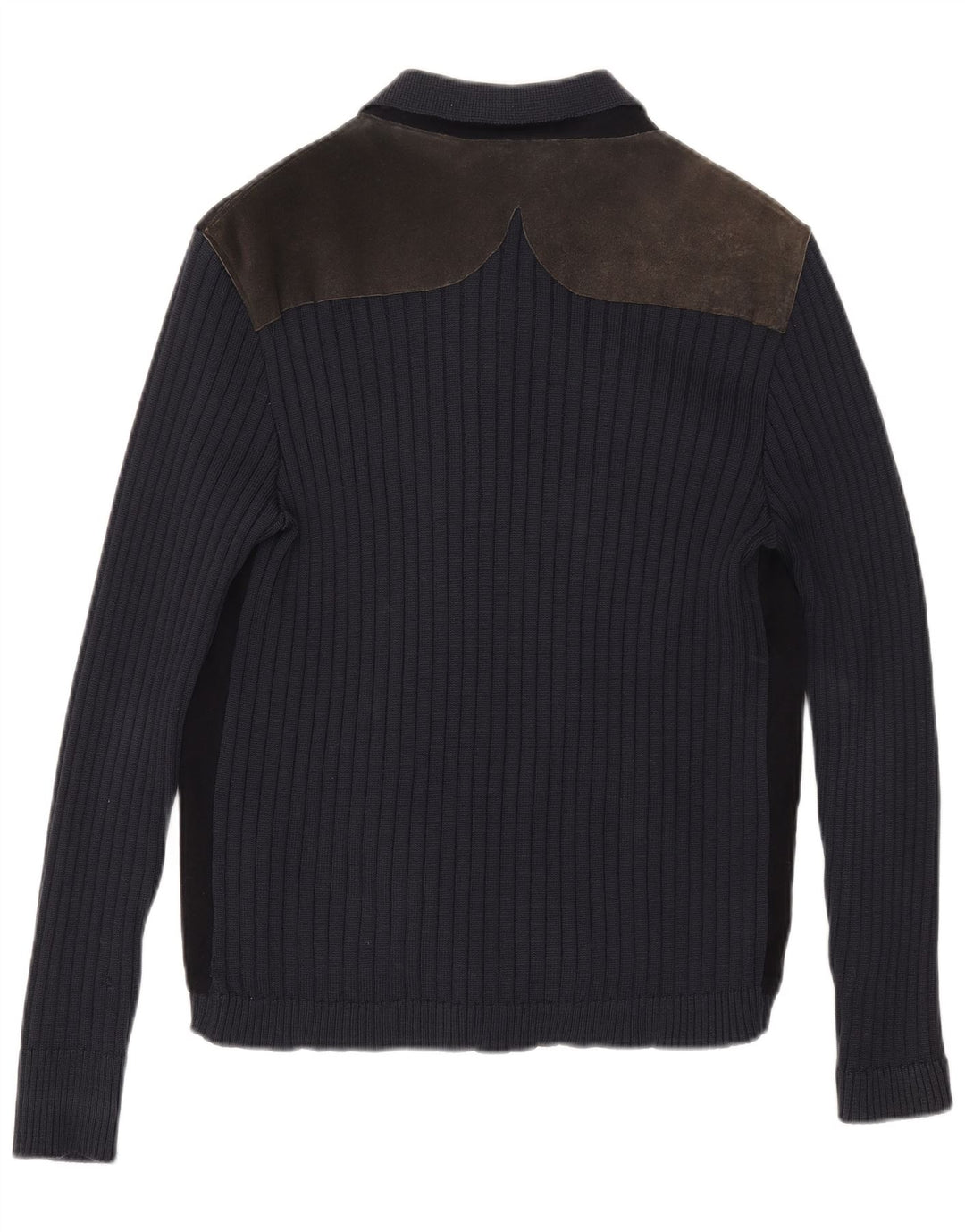 Vintage Mens Cardigan Sweater Medium Navy Blue Colourblock