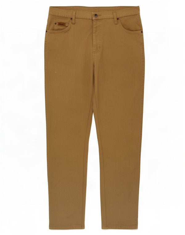 Wrangler Mens Texas Slim Calça Casual W36 L32 Algodão Bege
