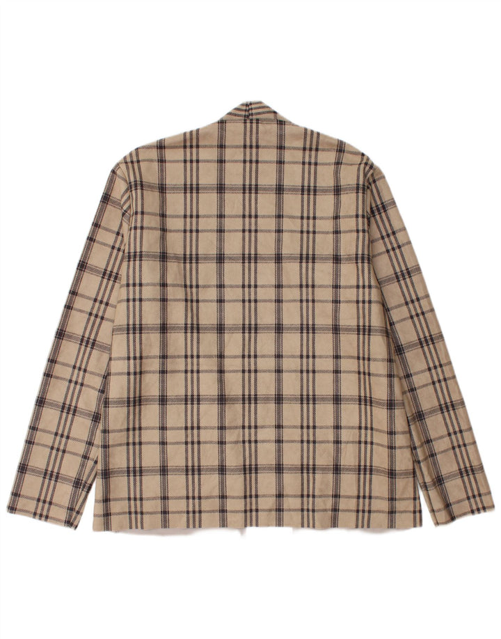 ZARA Mens Open Blazer Jacket UK 40 Large Beige Check Polyester