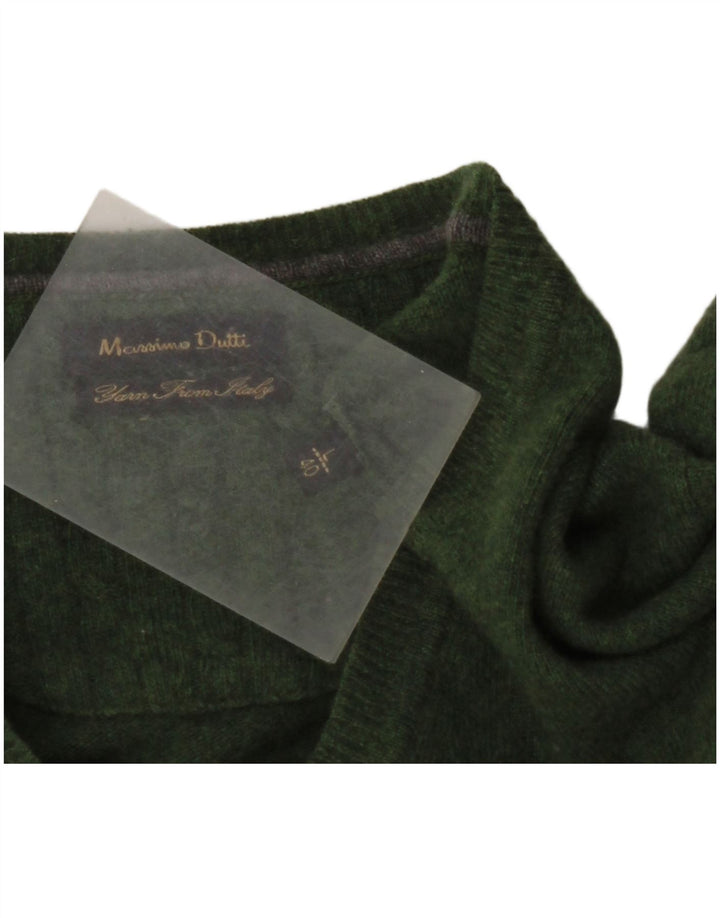 MASSIMO DUTTI Mens V-Neck Jumper Sweater Large Green