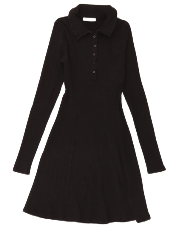 Abito polo a maniche lunghe da donna Zara UK 12 medio nero