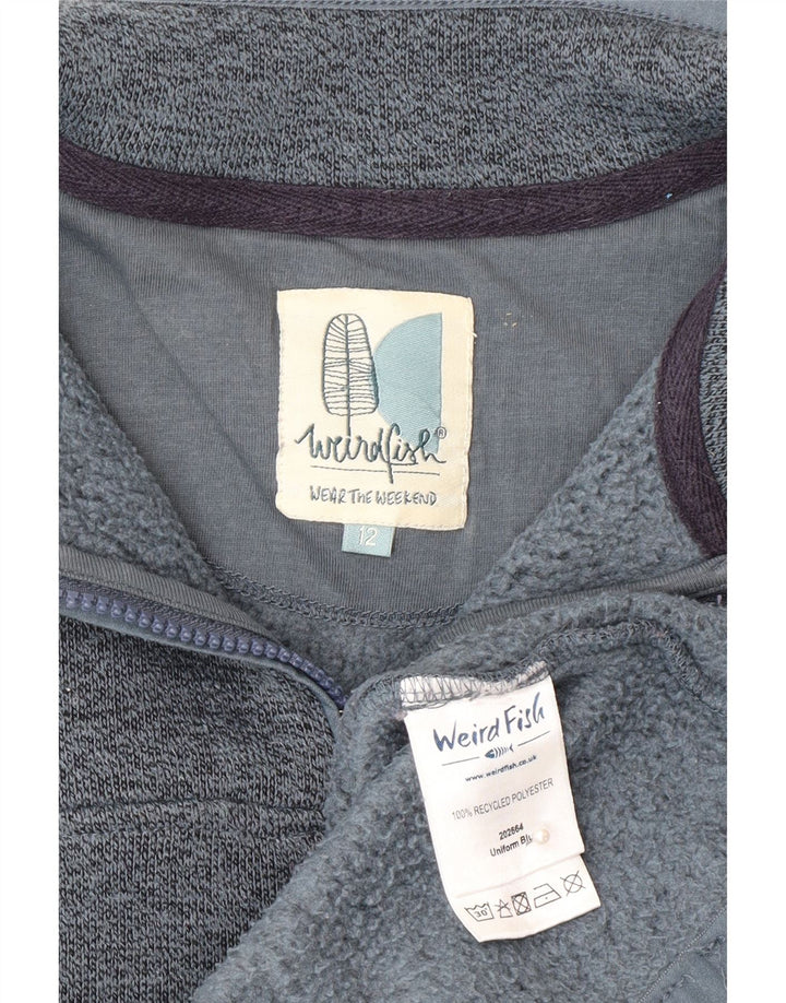 Felpa con collo con zip da donna Weird Fish UK 12 Poliestere grigio medio