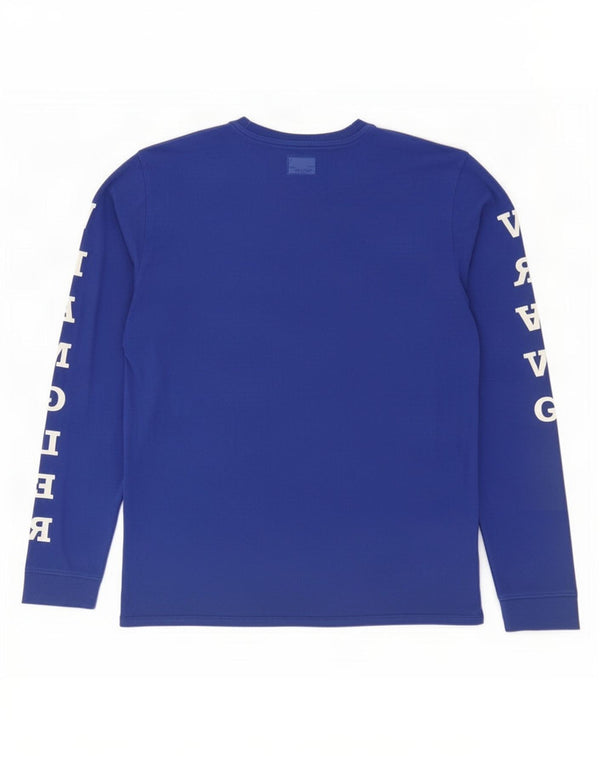 Wrangler Mens Graphic Top Long Sleeve Medium Blue Cotton