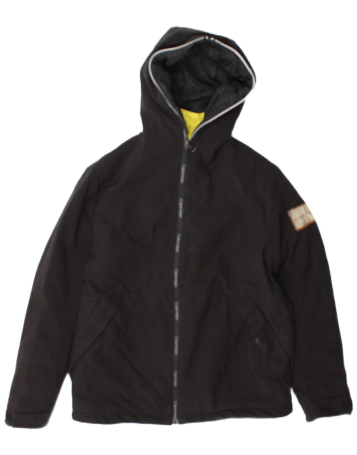 Calvin Klein Jeans Boys Hooded Padded Jacket 13-14 Years Black Polyester