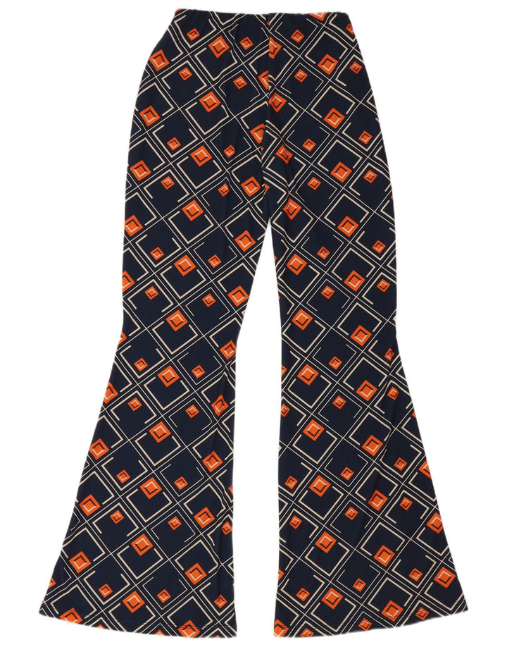 Zara Womens Flare Trousers Medium W28 L32 Navy Blue Geometric