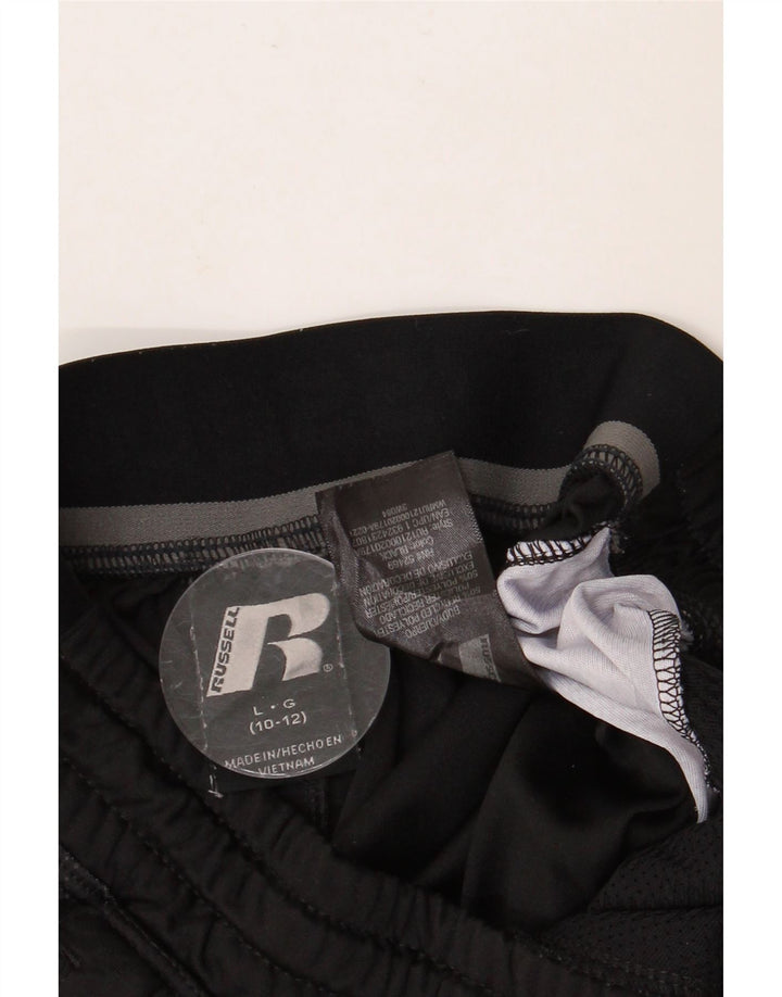 RUSSELL ATHLETIC Boys Sport Shorts 10-11 Years Large Black Polyester