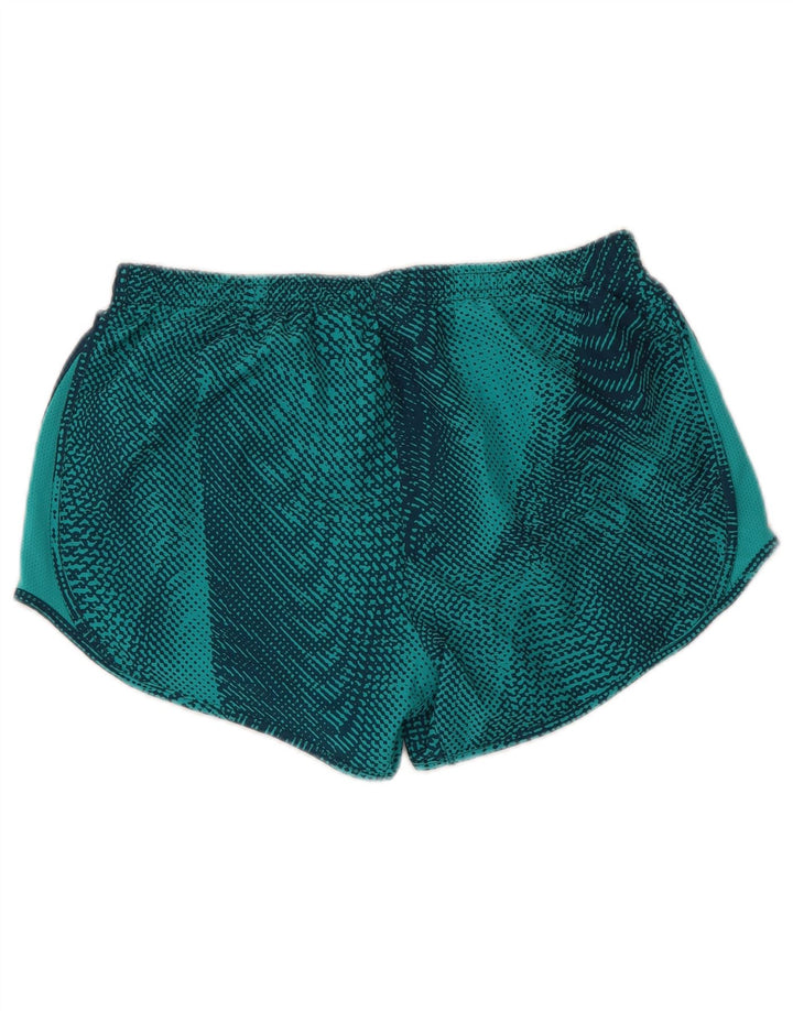 NIKE Womens Dri Fit Sport Shorts  UK 10 Small  Blue Geometric Polyester