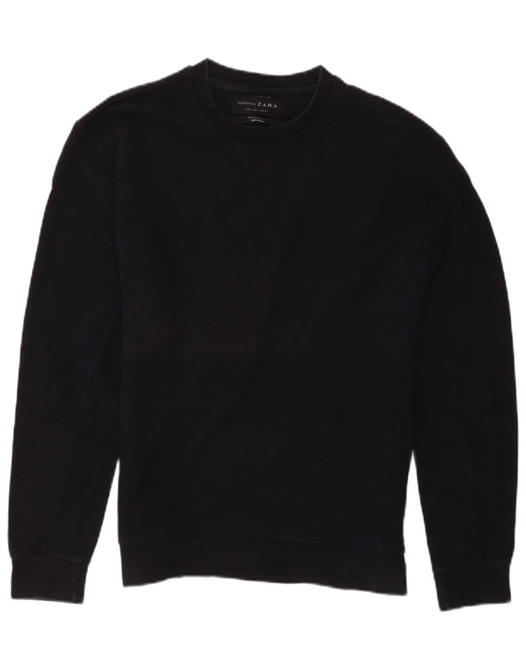 Zara Mens Sweatshirt Jumper Large Navy Blue Cotton