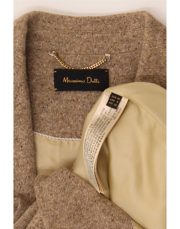 Massimo Dutti Womens Knit 2 Button Blazer Jacket EU 40 Medium Beige Flecked