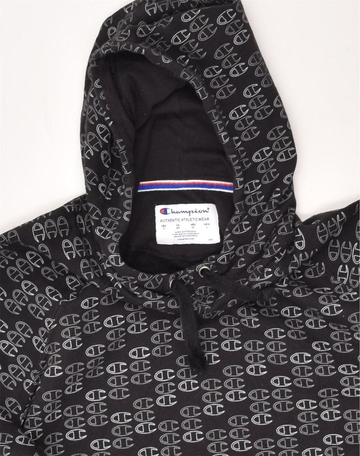 CHAMPION Womens Loose Fit Graphic Hoodie Jumper UK 10 Small Black | Vintage Champion | Thrift | Second-Hand Champion | Used Clothing | Messina Hembry 