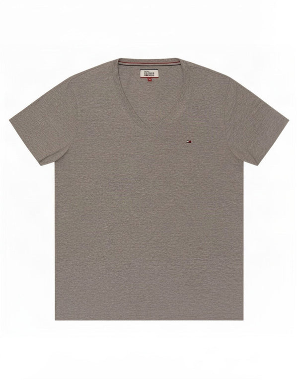 Camiseta masculina Tommy Hilfiger Top XL algodão manchado cinza