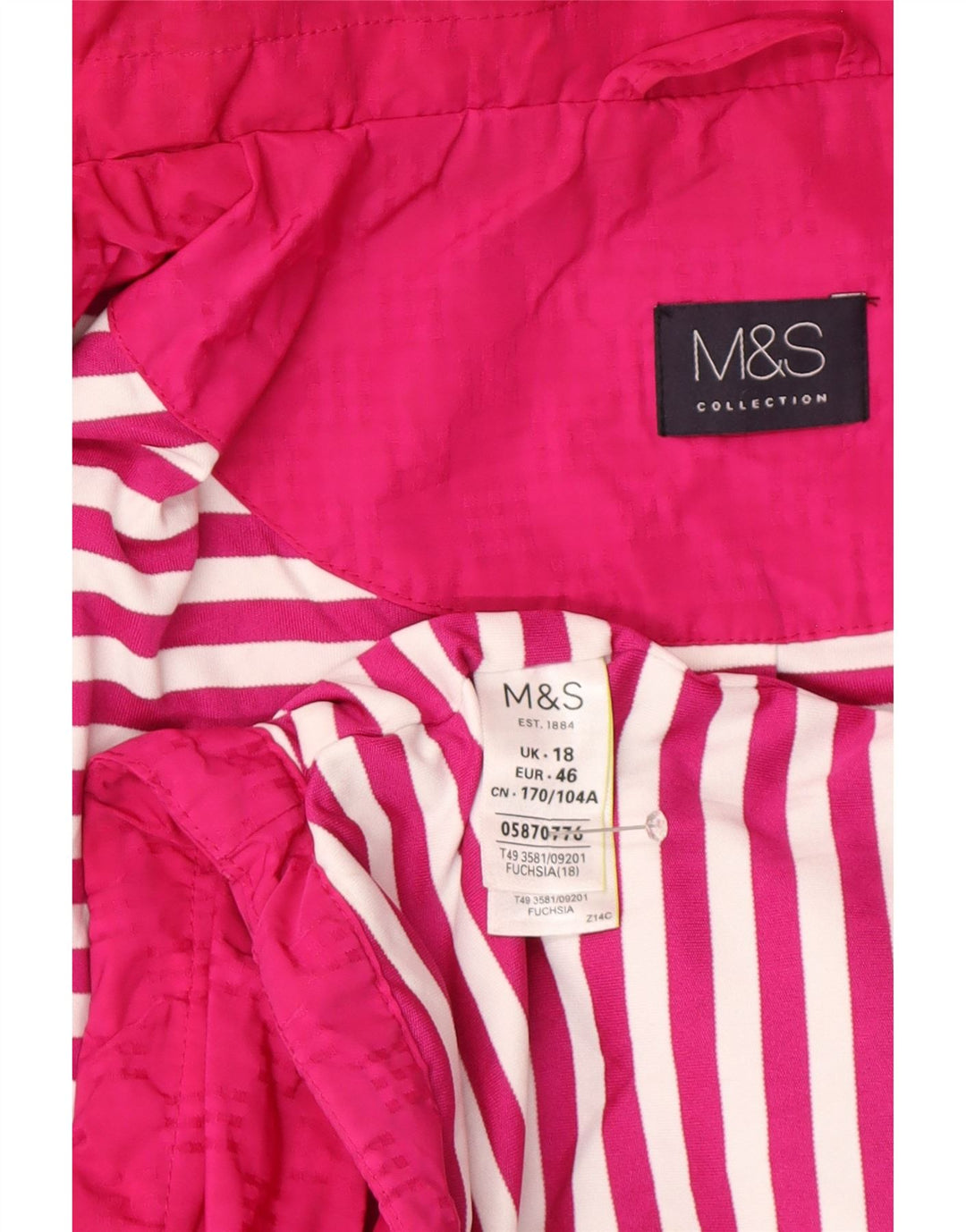 Marks & Spencer Damen-Regenjacke mit Kapuze, UK 18, XL, Rosa, Polyester