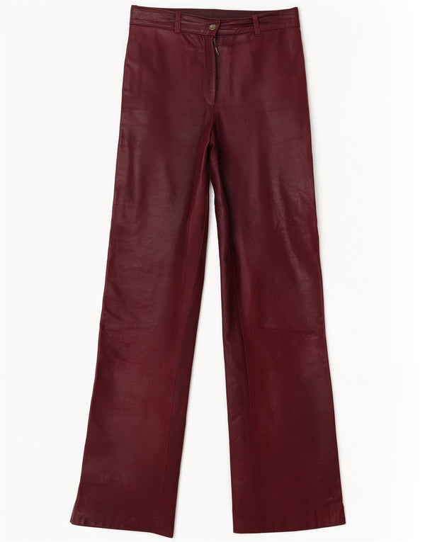 Pantaloni dritti in pelle vintage da donna W26 L29 Bordeaux