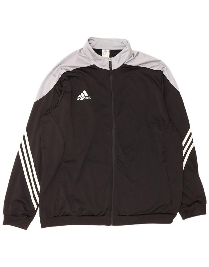 ADIDAS Mens Tracksuit Top Jacket 2XL Black Colourblock Polyester