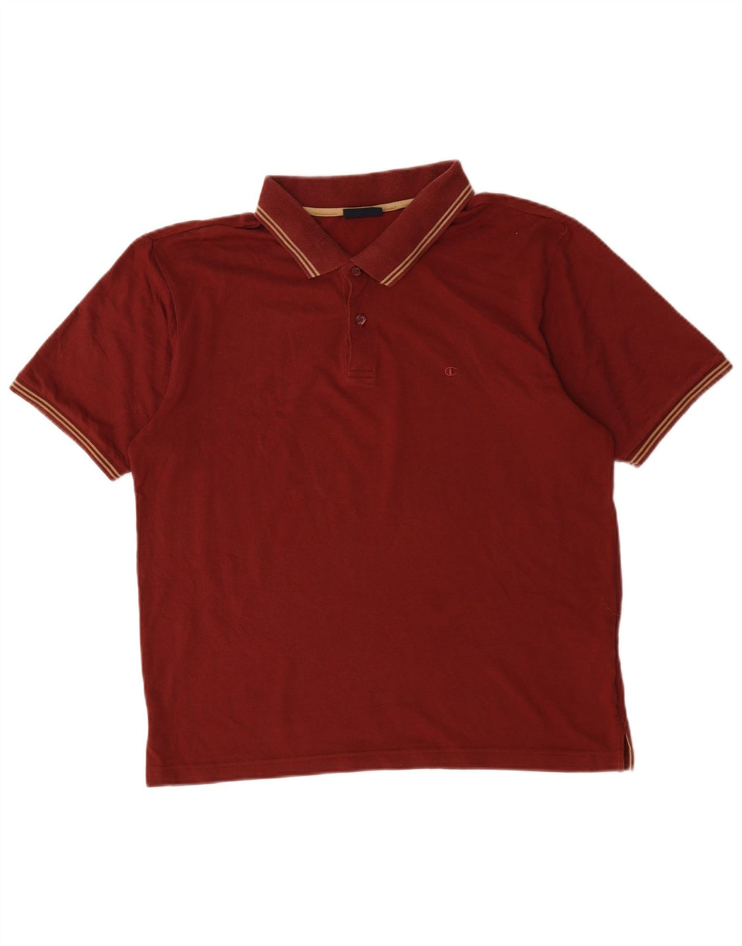 Champion Mens Polo Shirt Medium Burgundy Striped Cotton