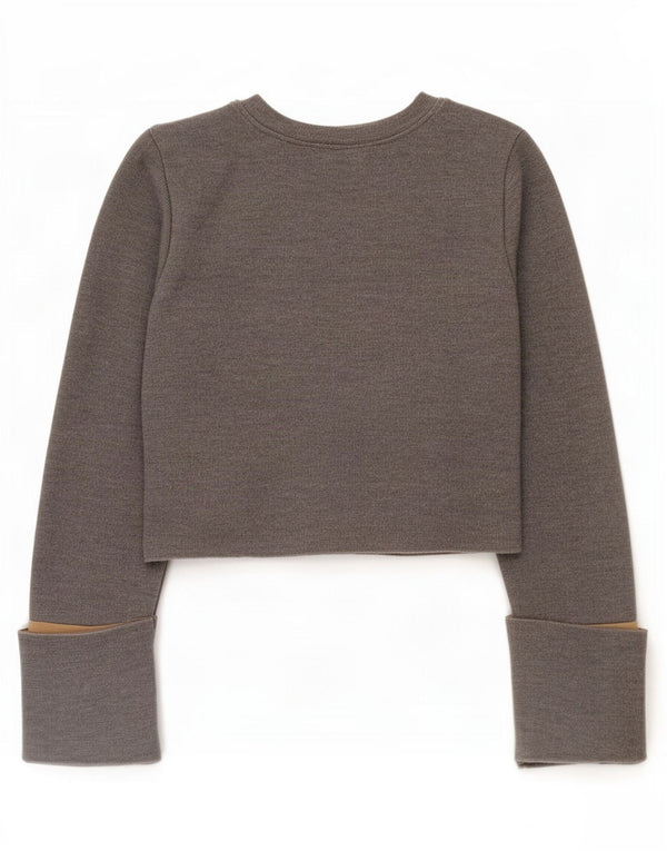 Zara Womens Crop Top Manches Longues UK 10 Petit Gris