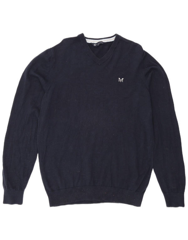 Crew Clothing Mens V-Neck Jumper Sweater Large Navy Blue Cotton