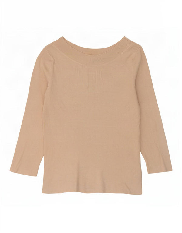Oasis Mujer Crop Top Manga 3/4 UK 42 Viscosa Beige Medio
