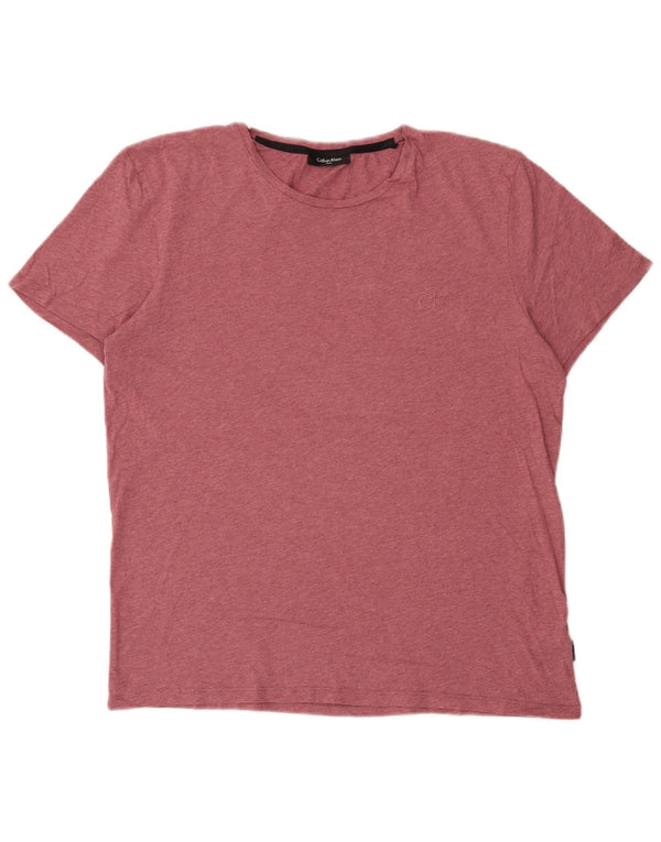 Calvin Klein Damen T-Shirt Top UK 16 Large Rosa Baumwolle