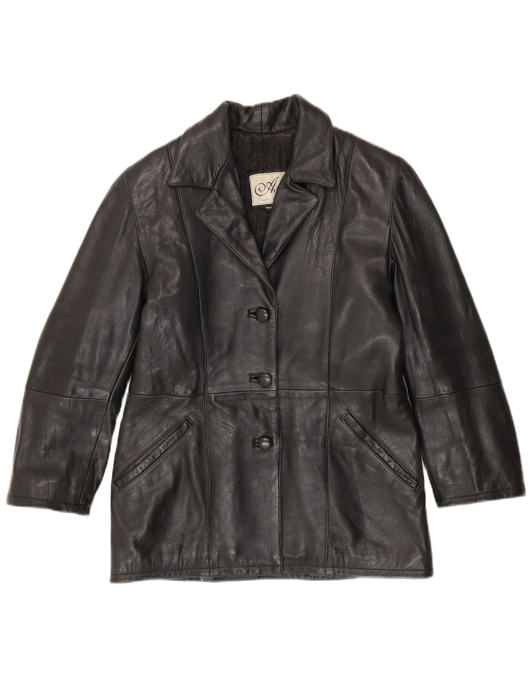 Arianna Womens Leather Jacket IT 42 Medium Black Leather