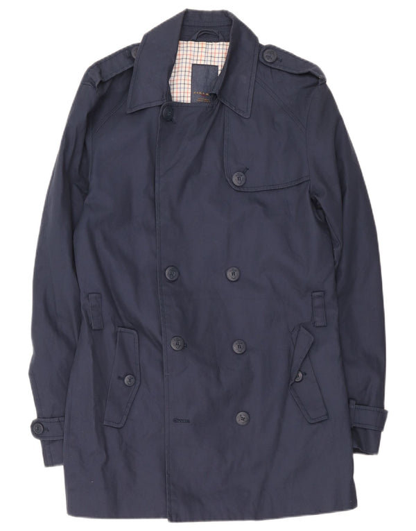 Zara Ανδρική καμπαρντίνα UK 40 Large Navy Blue Cotton