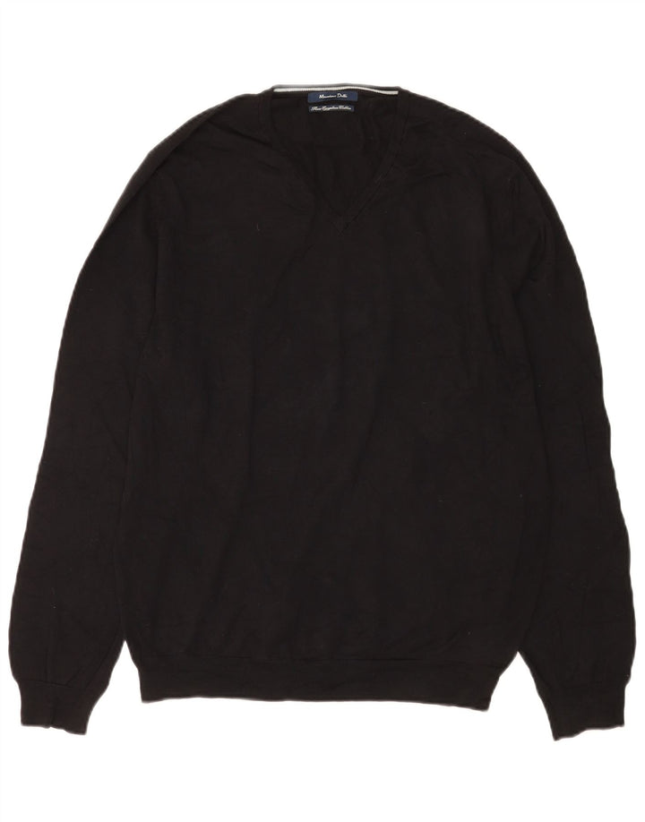 Massimo Dutti Herre V-hals sweater Medium Sort Bomuld