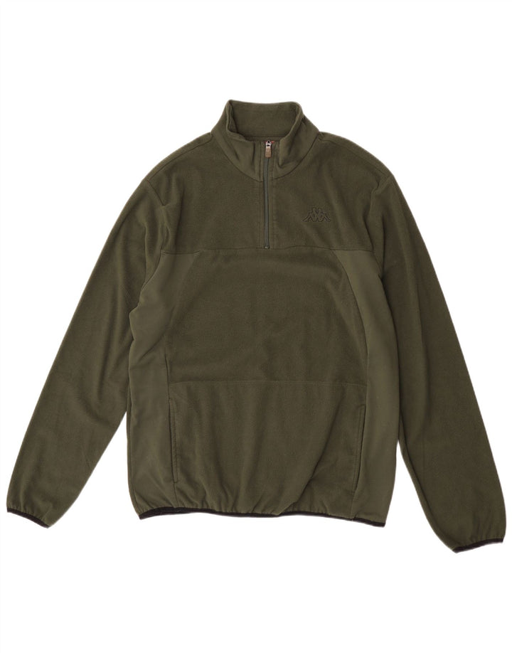 Kappa Womens Zip Neck Fleece Jumper XL Khaki Polyester
