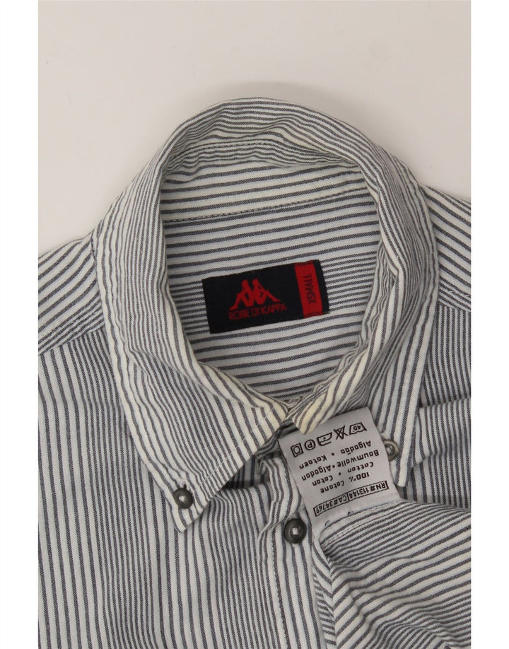 KAPPA Mens Shirt XS Grey Striped Cotton Vintage Kappa and Second-Hand Kappa from Messina Hembry 