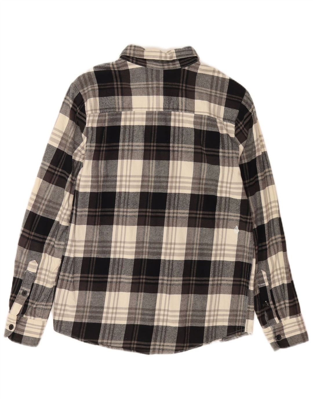Volcom Mens Modern Fit Flannel Shirt Small Black Plaid Cotton