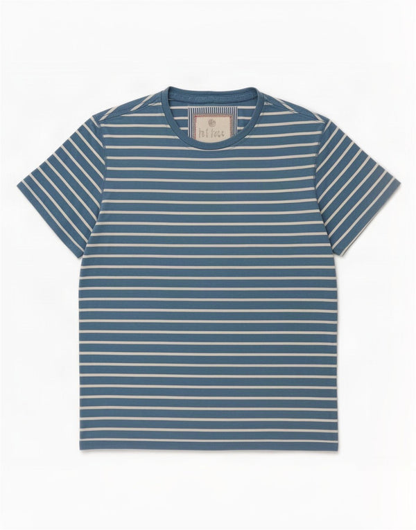 Fat Face Herre T-Shirt Top Medium Blå Stribet Bomuld