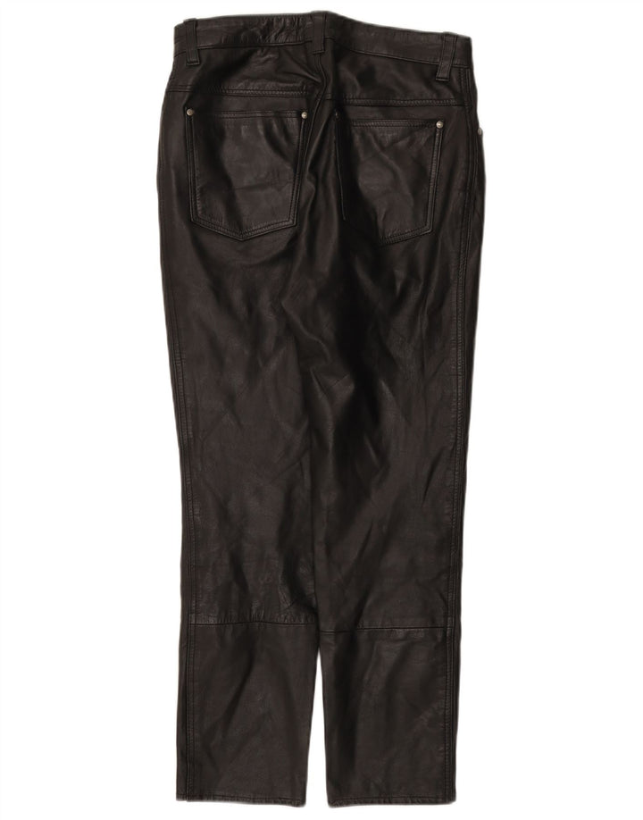 POLO Mens Leather Slim Trousers IT 46 Small W28 L26 Black